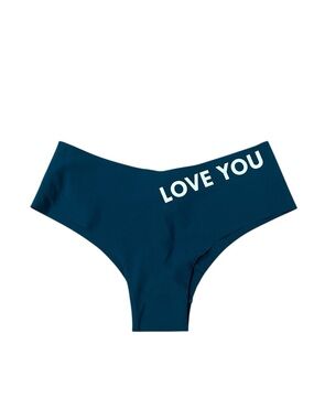 NWT PINK Victoria's Secret No-Show "Love You" Cheekster Panty in Teal